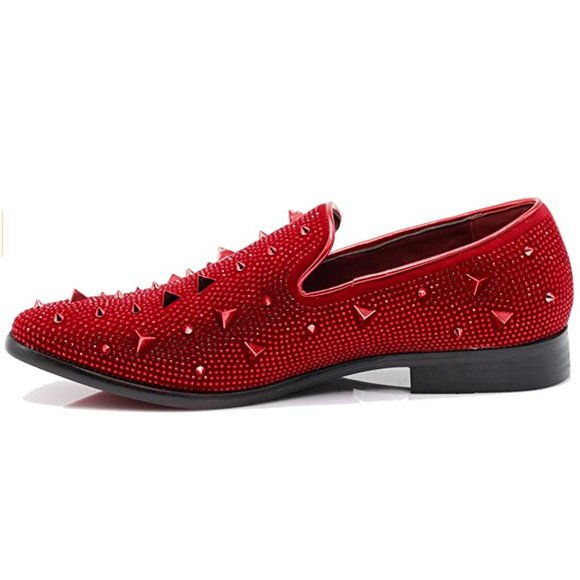 Men's Spike Pointy Toe Punk Studded Rivet Loafers Casual Dress Slip On Shoes s24 - Picture 3 of 5